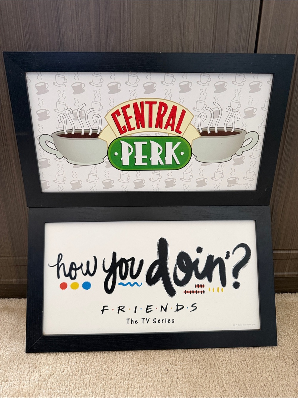 FRIENDS Central Perk & How You Doin? Wall Art in Black, Red, Green, White